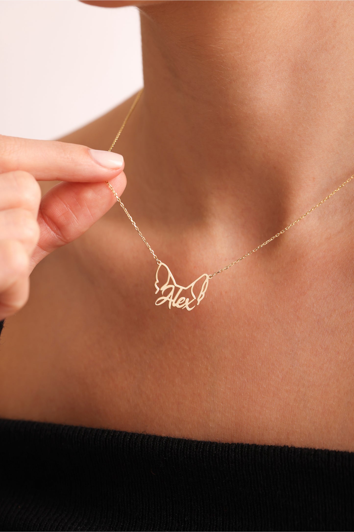 Dog Ear Name Necklace