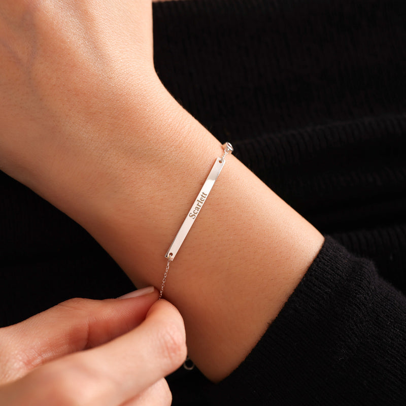 Bar Name Bracelet With Birthstone