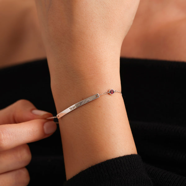 Bar Name Bracelet With Birthstone