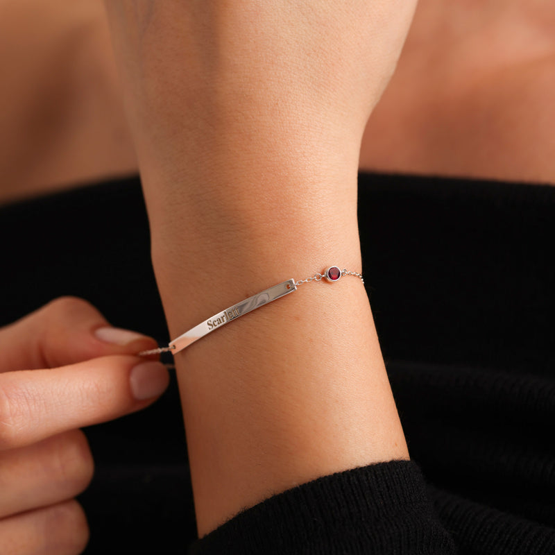 Bar Name Bracelet With Birthstone