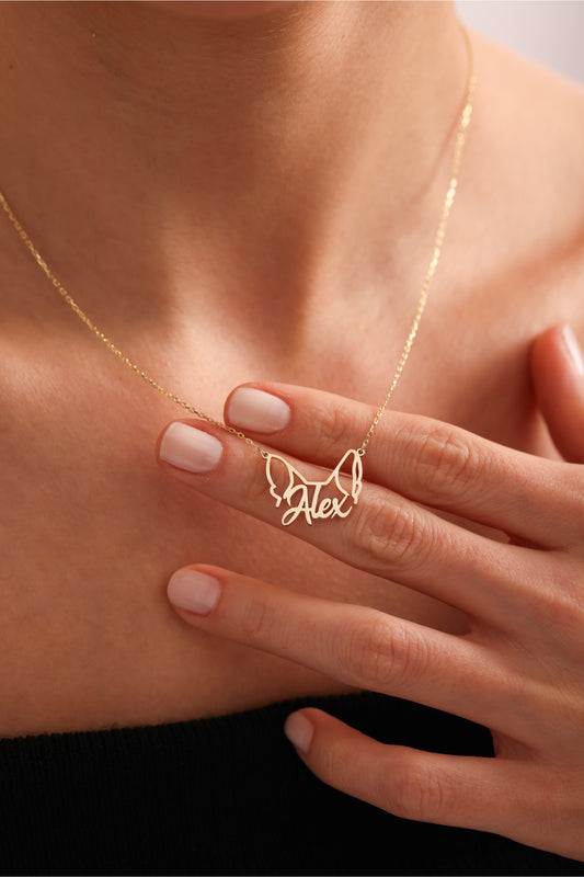 Dog Ear Name Necklace