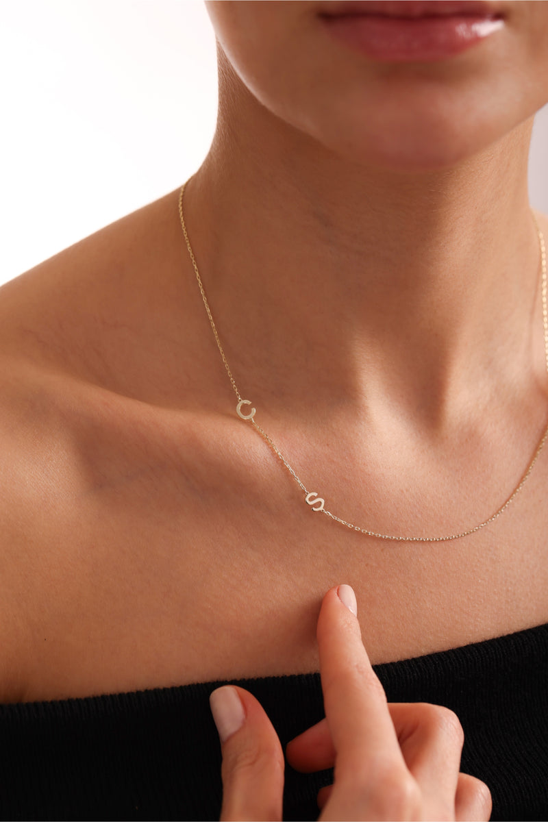Sideways Initial Necklace