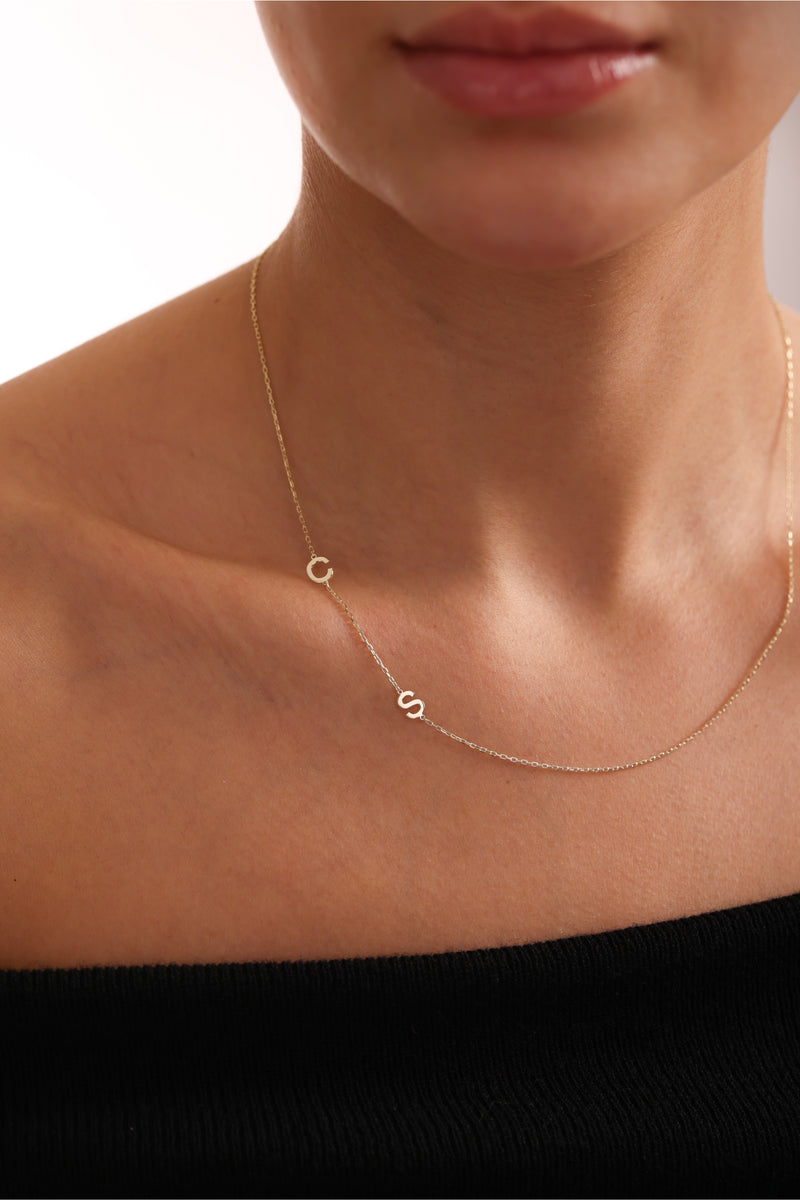 Sideways Initial Necklace