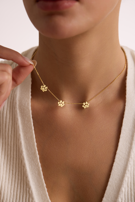 Personalized Paw Name Necklace