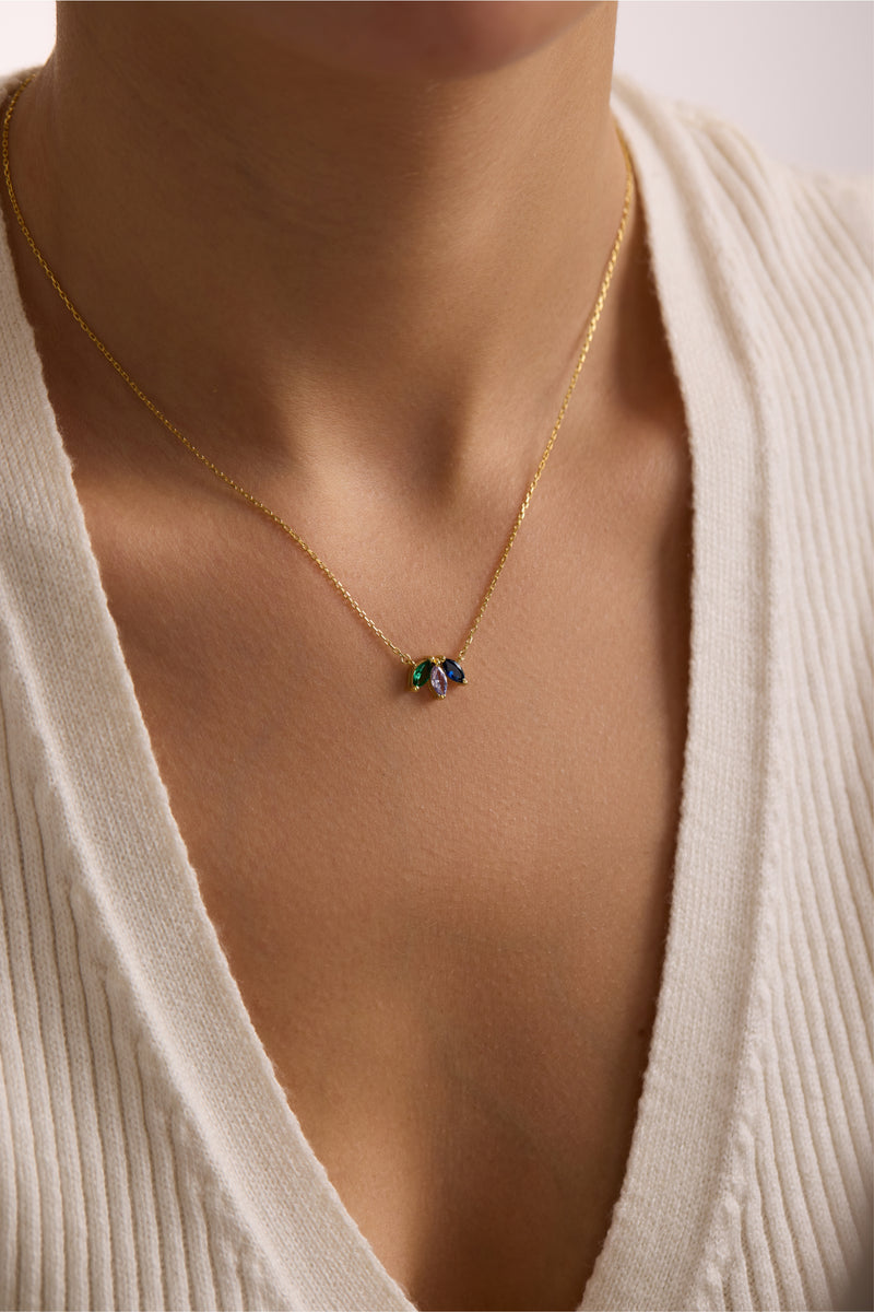 Dainty Family Birthstone  Necklace