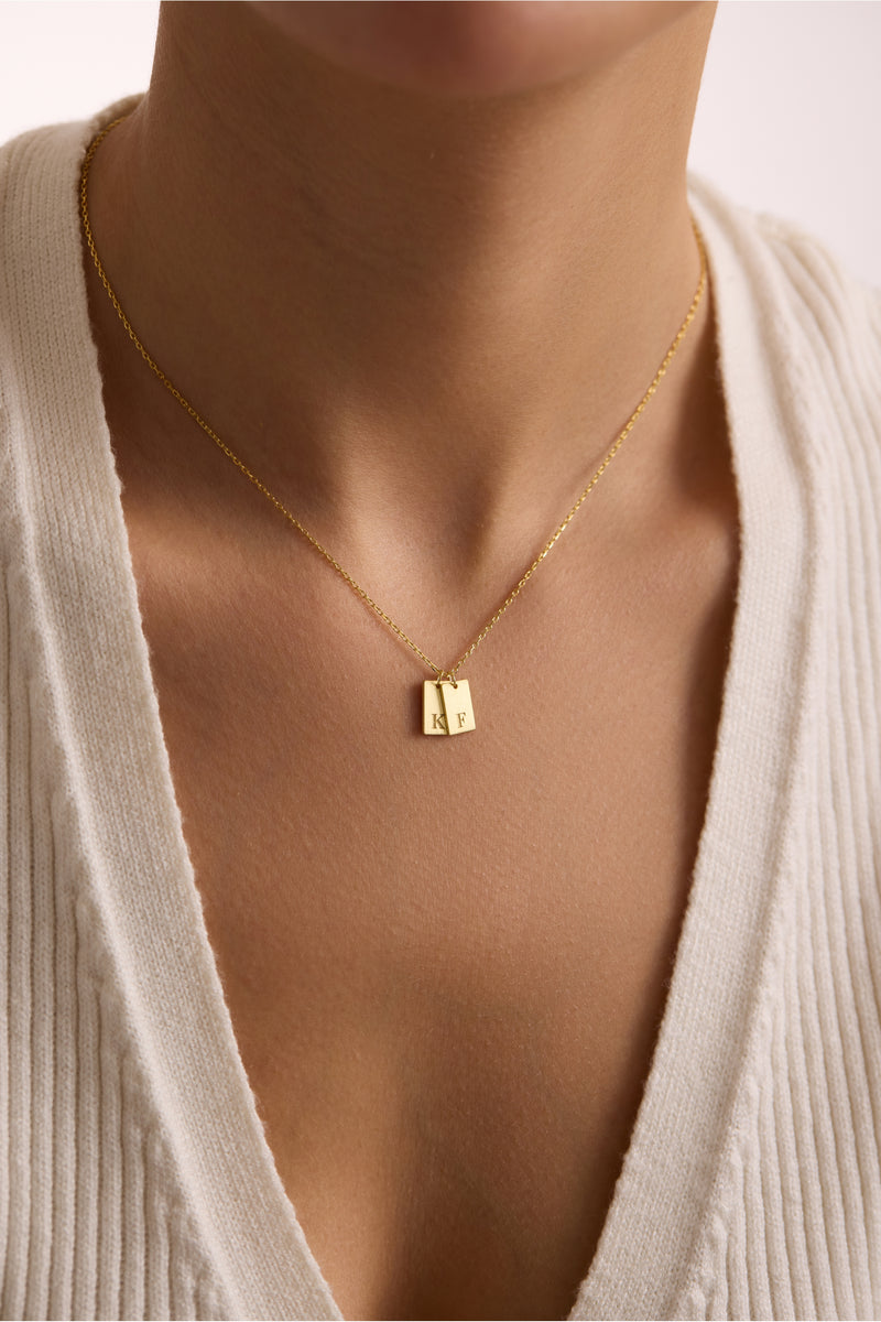Tag Initial Necklace