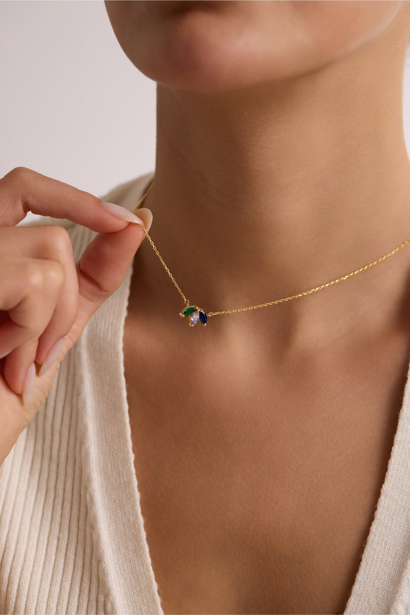 Dainty Family Birthstone  Necklace