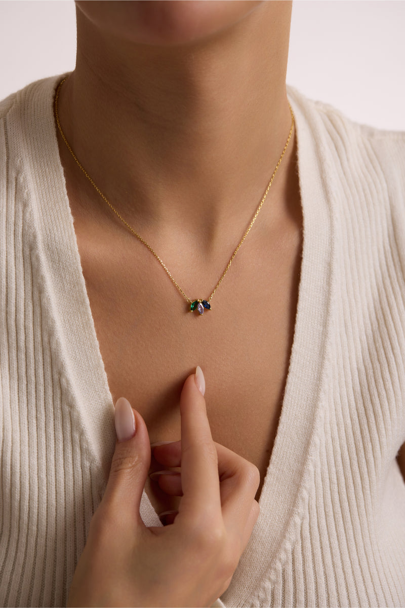 Dainty Family Birthstone  Necklace