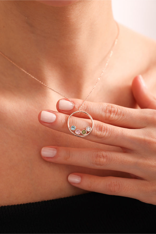 Circle Birthstone Necklace