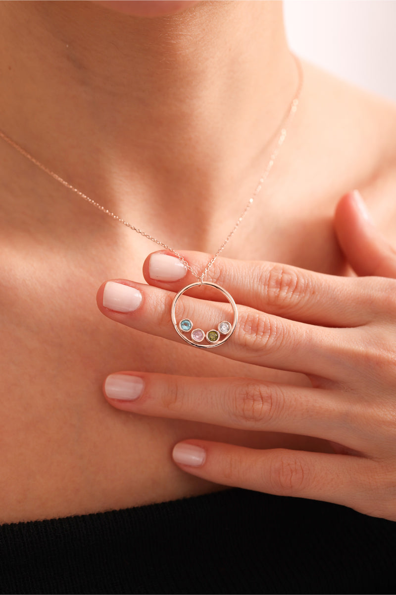 Circle Birthstone Necklace