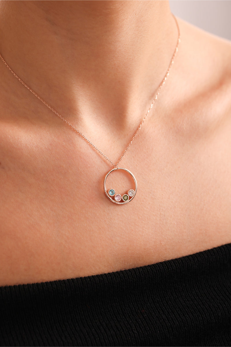 Circle Birthstone Necklace