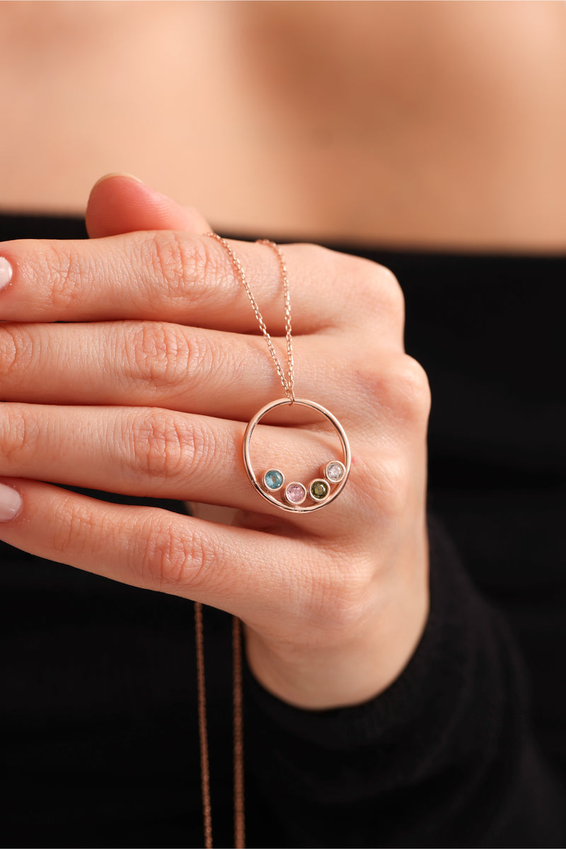Circle Birthstone Necklace