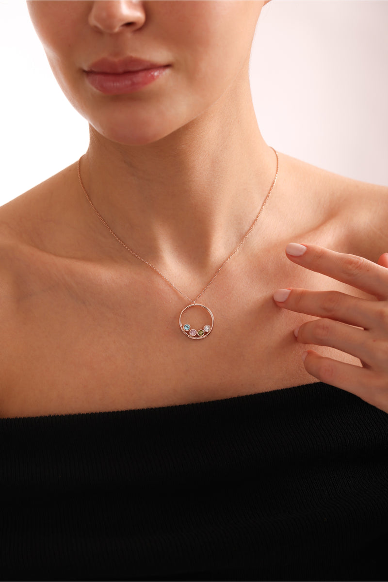 Circle Birthstone Necklace