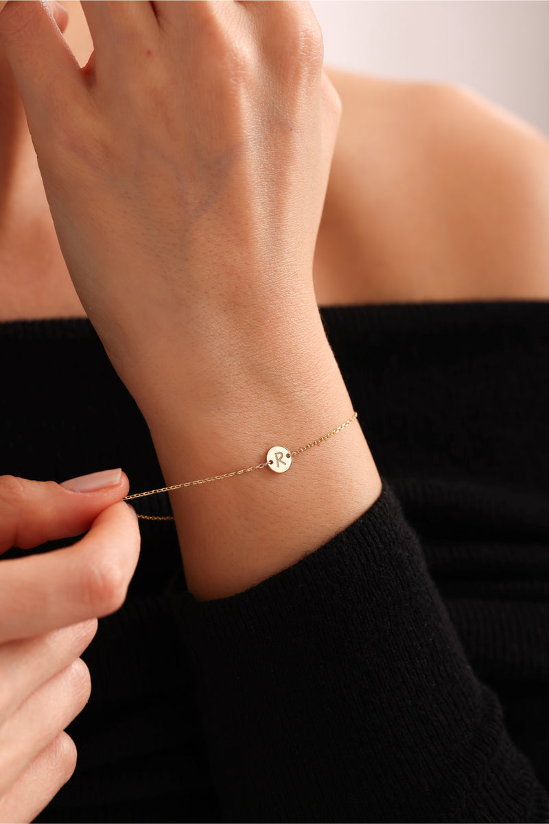 Initial Disc Bracelet