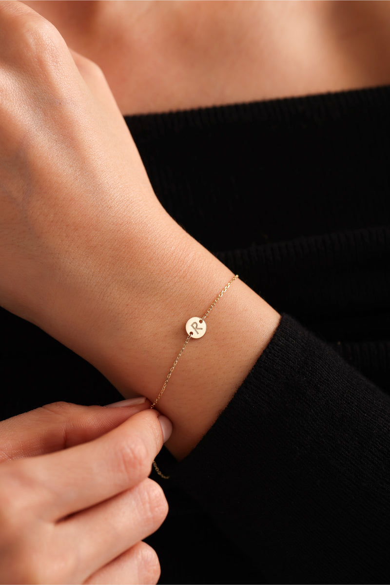 Initial Disc Bracelet