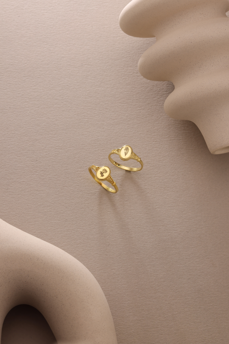 Signet Birthflower Ring